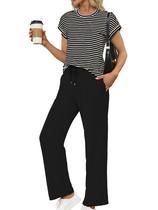 Conjunto de duas peças Glamaker para mulheres, verão, preto e branco, tamanho M
