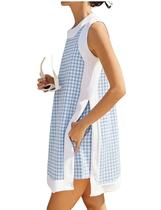 Conjunto de duas peças Hooever Casual Summer Plaid para mulheres Blue-S Conjunto de duas peças Hooever Casual Summer Plaid para mulheres Blue-S