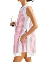 Conjunto de duas peças Hooever Casual Summer Plaid para mulheres (rosa-XL) Conjunto de duas peças Hooever Casual Summer Plaid para mulheres (rosa-XL)