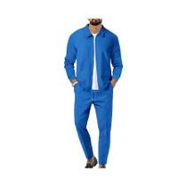 Conjunto De Duas Peças: Jaqueta Esportiva Masculina Slim Fit Com Bolso Com Zíper E Cardigã De Manga