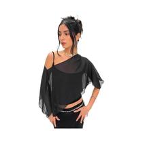 Conjunto De Duas Peças Para Meninas, Camisola De Malha Com Ombros Descidos E Barra Com Babados,