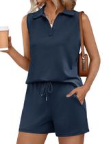 Conjunto de duas peças Rapbin Air Essentials para mulheres azul marinho