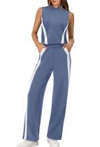 Conjunto de duas peças XIEERDUO para mulheres, roupas de verão, azul, XL Conjunto de duas peças XIEERDUO para mulheres, roupas de verão, azul, XL