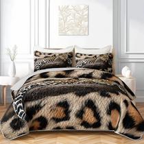 Conjunto de edredões AILONEN com estampa de leopardo queen size com 2 fronhas Conjunto de edredões AILONEN com estampa de leopardo queen size com 2 fronhas