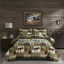 Conjunto de edredões ARL HOME Rustic Queen Size Coverlet Lodge
