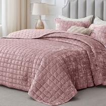 Conjunto de edredões BEDELITE Velvet Queen Size Dusty Pink 3 peças Conjunto de edredões BEDELITE Velvet Queen Size Dusty Pink 3 peças