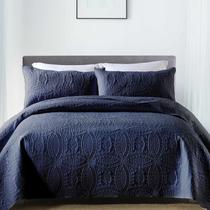 Conjunto de edredões Boryard Queen Size, 3 peças com fronhas, azul marinho Conjunto de edredões Boryard Queen Size, 3 peças com fronhas, azul marinho