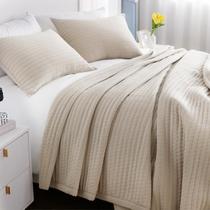 Conjunto de edredões DAWNDIOR King, colcha leve de 3 camadas Camel
