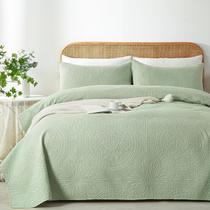 Conjunto de edredões de microfibra verde sálvia WURUIBO King/Cal King, 3 peças