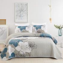 Conjunto de edredões DJY California King Blue Floral com 2 fronhas