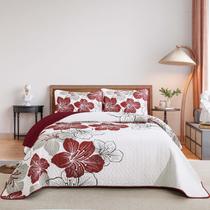 Conjunto de edredões DJY Christmas Red Floral King Size 3 peças