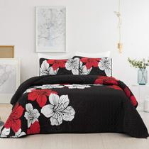 Conjunto de edredões DJY King Red Floral Pattern com 2 fronhas