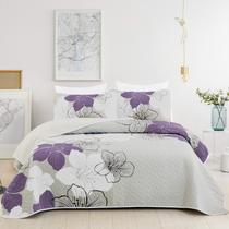 Conjunto de edredões DJY Queen Purple Floral com 2 fronhas de microfibra Conjunto de edredões DJY Queen Purple Floral com 2 fronhas de microfibra