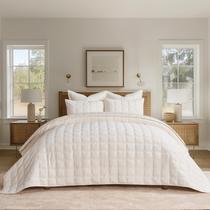 Conjunto de edredões EVERGRACE Luxurious Velvet King Size Creme White