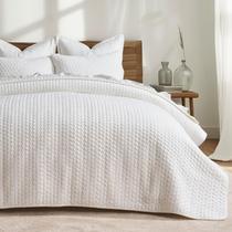 Conjunto de edredões EVERGRACE Luxury Velvet King Size, 3 peças, branco