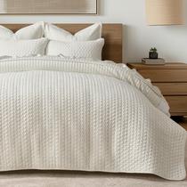 Conjunto de edredões EVERGRACE Luxury Velvet Queen Size, 3 peças, creme