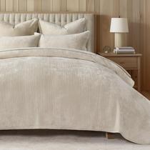 Conjunto de edredões EVERGRACE Velvet King Size com 2 capas de areia marfim