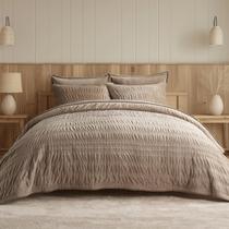 Conjunto de edredões EVERGRACE Velvet King Size Khaki Tan com 2 capas