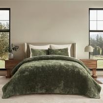 Conjunto de edredões EVERGRACE Velvet Queen Size com 2 capas verde-oliva