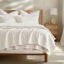 Conjunto de edredões EVERGRACEHOME Algodão Lavado em Pedra King Size Ivory