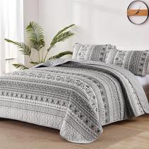 Conjunto de edredões Goodidea Boho Queen Size Grey com 2 fronhas