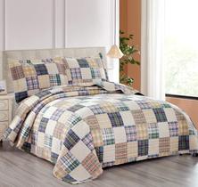 Conjunto de edredões Hailea Beige Plaid King Size leve e reversível