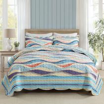 Conjunto de edredões HoneiLife Aversized Queen 269 x 269 cm Coastal de 3 peças Conjunto de edredões HoneiLife Aversized Queen 269 x 269 cm Coastal de 3 peças