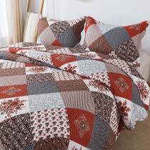 Conjunto de edredões HoneiLife King 269 x 244 cm Microfiber Patchwork