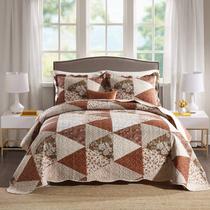 Conjunto de edredões HoneiLife Queen Size, microfibra, triângulo marrom Conjunto de edredões HoneiLife Queen Size, microfibra, triângulo marrom