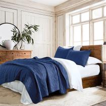 Conjunto de edredões HORIMOTE HOME 100% algodão Queen azul marinho, 3 peças