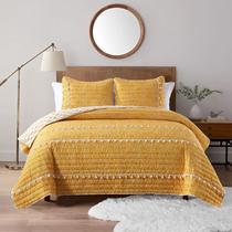 Conjunto de edredões HORIMOTE HOME Boho Style Yellow Queen com borla