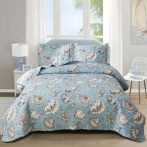 Conjunto de edredões Junsey Beach Full/Queen Size Ocean Theme Blue Conjunto de edredões Junsey Beach Full/Queen Size Ocean Theme Blue