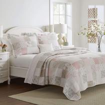 Conjunto de edredões Laura Ashley Celina Patchwork Pink/Sage Queen