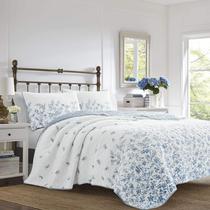 Conjunto de edredões Laura Ashley Home de algodão reversível Flora Blue King Conjunto de edredões Laura Ashley Home de algodão reversível Flora Blue King