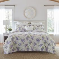 Conjunto de edredões Laura Ashley Keighley Lilac Reversível de Algodão Twin