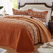 Conjunto de edredões LEAONME, colcha king size, microfibra laranja queimada Conjunto de edredões LEAONME, colcha king size, microfibra laranja queimada