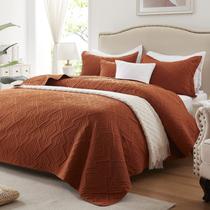 Conjunto de edredões LEAONME King Size Burnt Orange/Rust 3 peças Conjunto de edredões LEAONME King Size Burnt Orange/Rust 3 peças