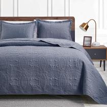 Conjunto de edredões Love's cabin California King Size Blue 3 peças Conjunto de edredões Love's cabin California King Size Blue 3 peças