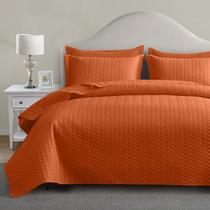 Conjunto de edredões Maple & Stone Queen 229 x 244 cm, laranja queimada, 3 peças Conjunto de edredões Maple & Stone Queen 229 x 244 cm, laranja queimada, 3 peças