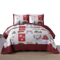 Conjunto de edredões Marcielo Rustic Lodge Deer Good Wishes Queen Size