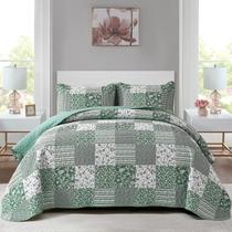 Conjunto de edredões Mybedsoul Green Boho Reversível Xadrez Queen Size Conjunto de edredões Mybedsoul Green Boho Reversível Xadrez Queen Size