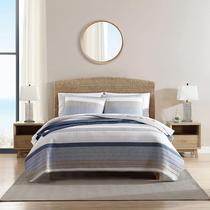 Conjunto de edredões Nautica Galewood Blue 100% algodão Twin com Sham
