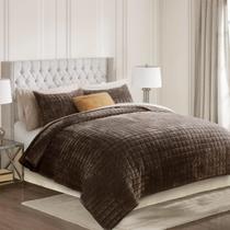 Conjunto de edredões RECYCO Luxury Velvet Full Queen com 2 capas de nogueira Conjunto de edredões RECYCO Luxury Velvet Full Queen com 2 capas de nogueira