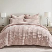 Conjunto de edredões RECYCO Luxury Velvet Full Queen com 2 capas rosa rosa Conjunto de edredões RECYCO Luxury Velvet Full Queen com 2 capas rosa rosa