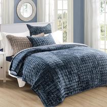 Conjunto de edredões RECYCO Luxury Velvet Full Queen com 2 capas Stormy Blue Conjunto de edredões RECYCO Luxury Velvet Full Queen com 2 capas Stormy Blue