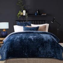 Conjunto de edredões RECYCO Luxury Velvet King Size azul marinho Conjunto de edredões RECYCO Luxury Velvet King Size azul marinho
