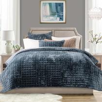 Conjunto de edredões RECYCO Luxury Velvet King Size Bedding Stormy Blue Conjunto de edredões RECYCO Luxury Velvet King Size Bedding Stormy Blue