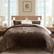 Conjunto de edredões RECYCO Luxury Velvet King Size Bedding Walnut Brown Conjunto de edredões RECYCO Luxury Velvet King Size Bedding Walnut Brown