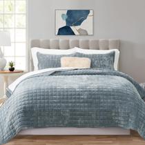 Conjunto de edredões RECYCO Luxury Velvet King Size Blue Linen Conjunto de edredões RECYCO Luxury Velvet King Size Blue Linen