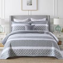 Conjunto de edredões SahsahCasa Quilt Queen Size 100% algodão, cinza azulado Conjunto de edredões SahsahCasa Quilt Queen Size 100% algodão, cinza azulado